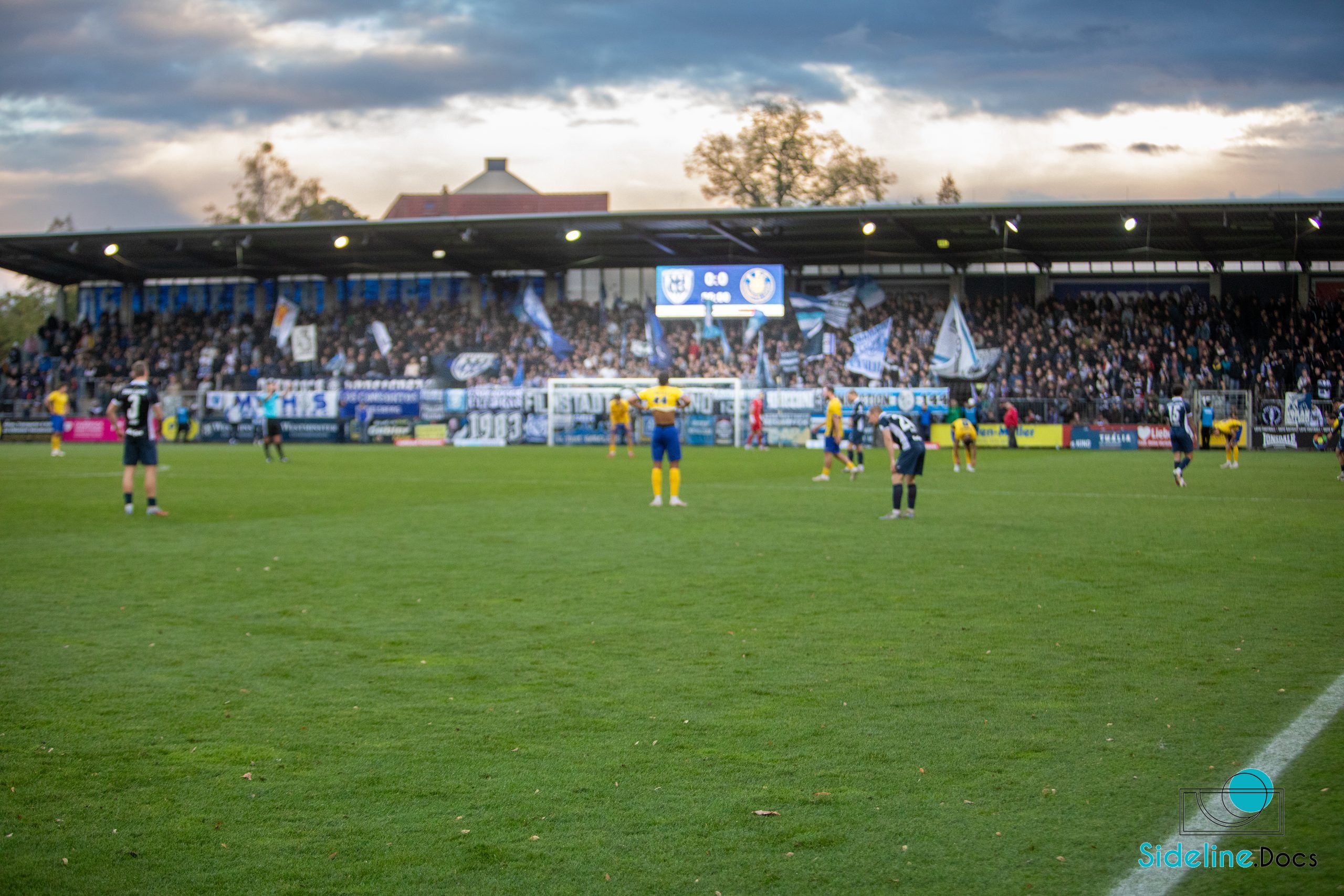 Wide stadium view toward the main stand