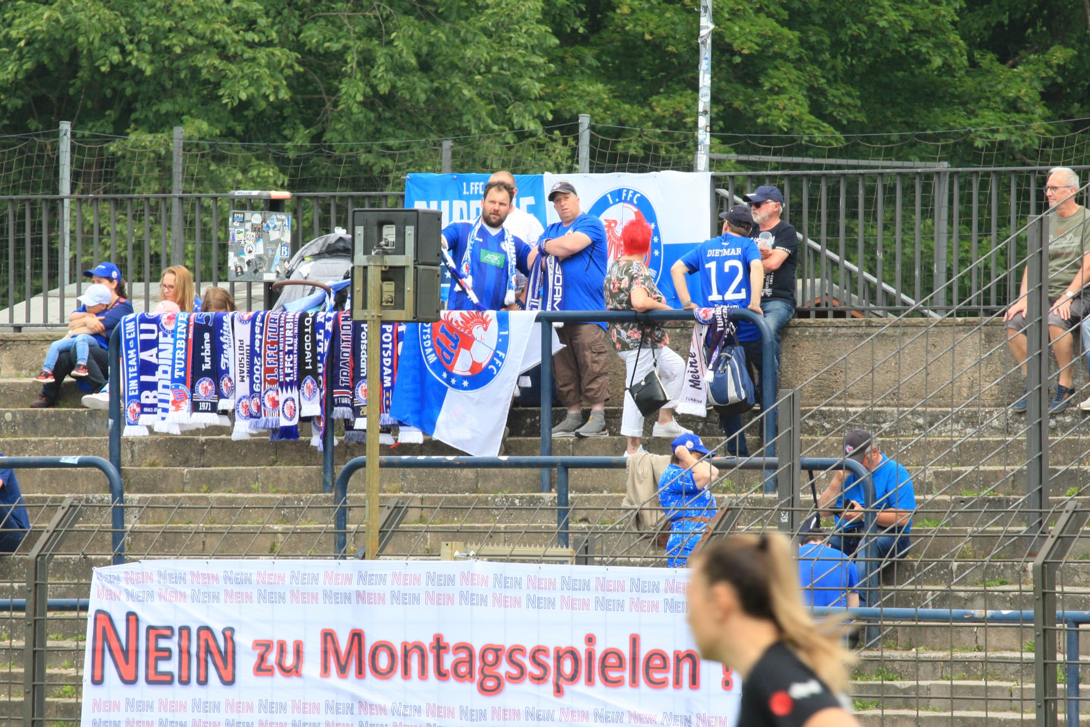 Turbine stand, scarves and banners on matchday